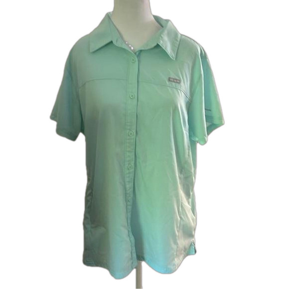 Columbia Omni-shade mint green XL short sleeve vented button shirt with  pocket - Picture 1 of 10